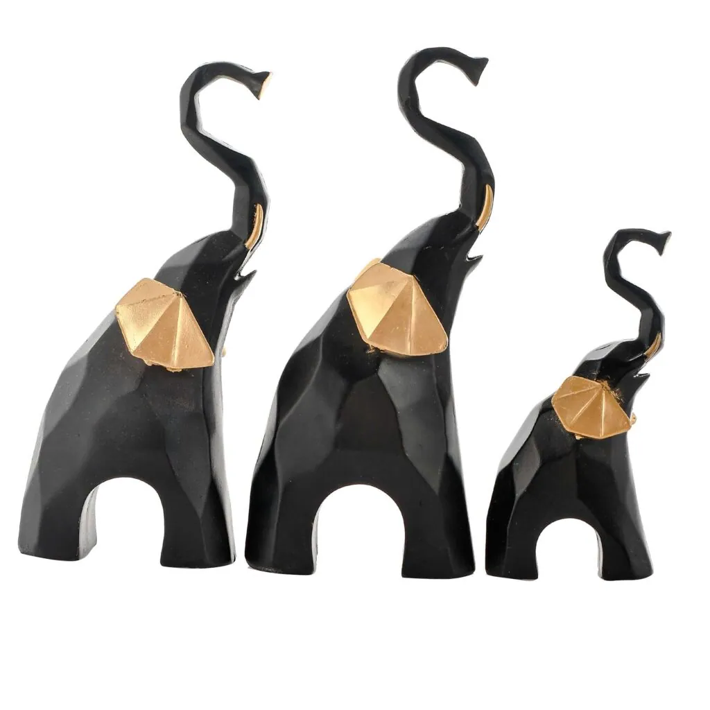 Geometric Resin Elephant Trio, photo 1 of 4