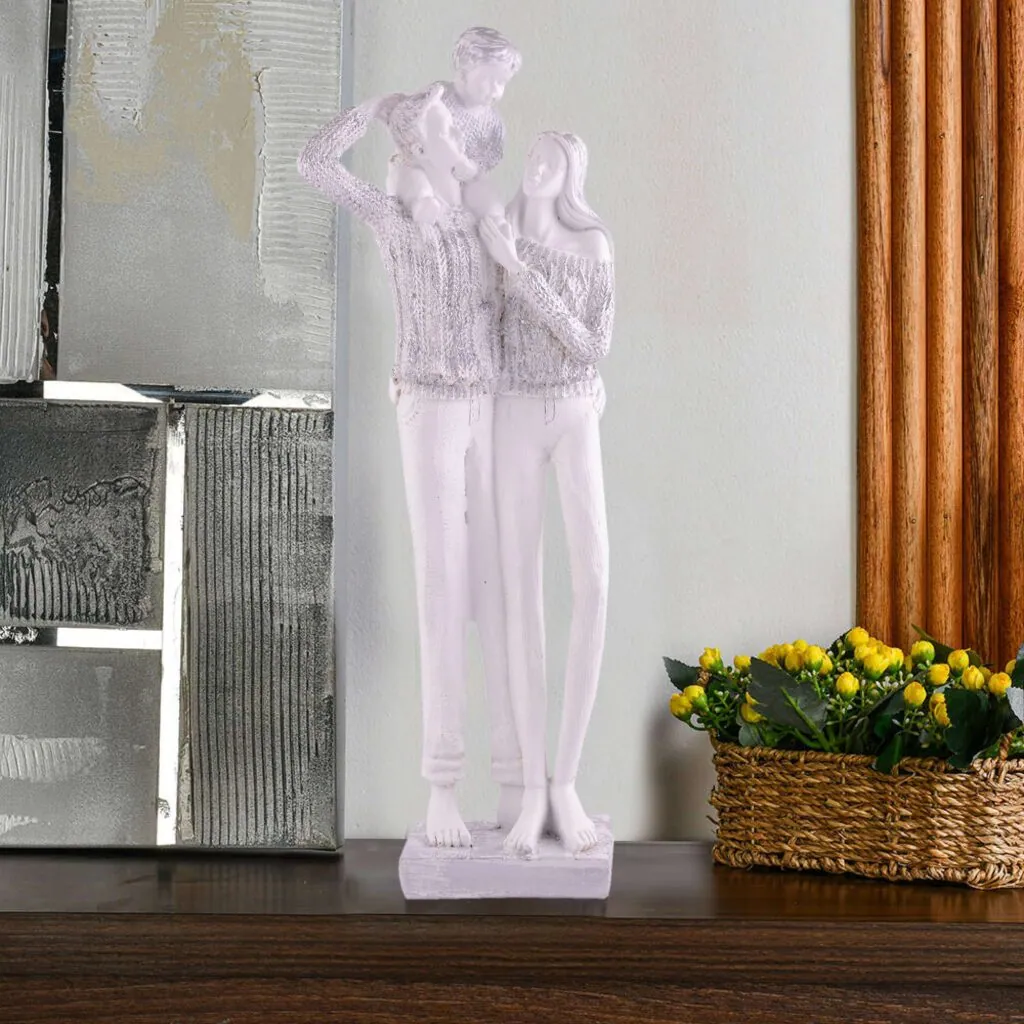 White Resin Family Statue, photo 1 of 4