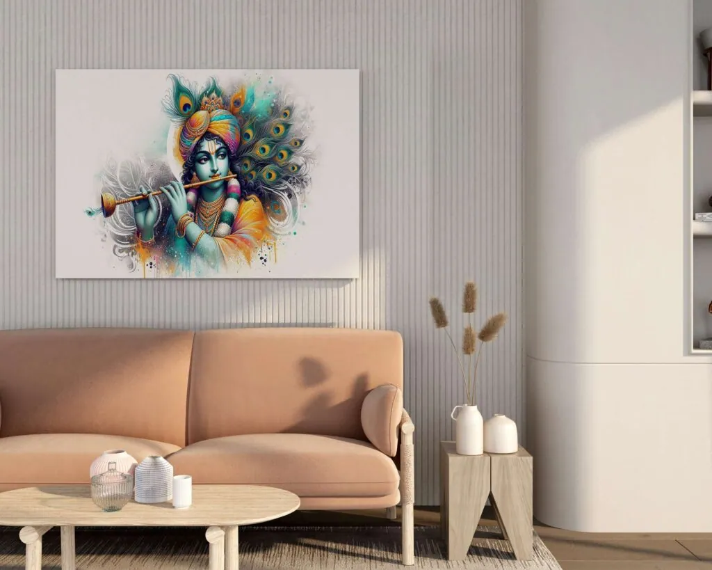 Krishna Peacock Feather Canvas Painting, photo 1 of 4