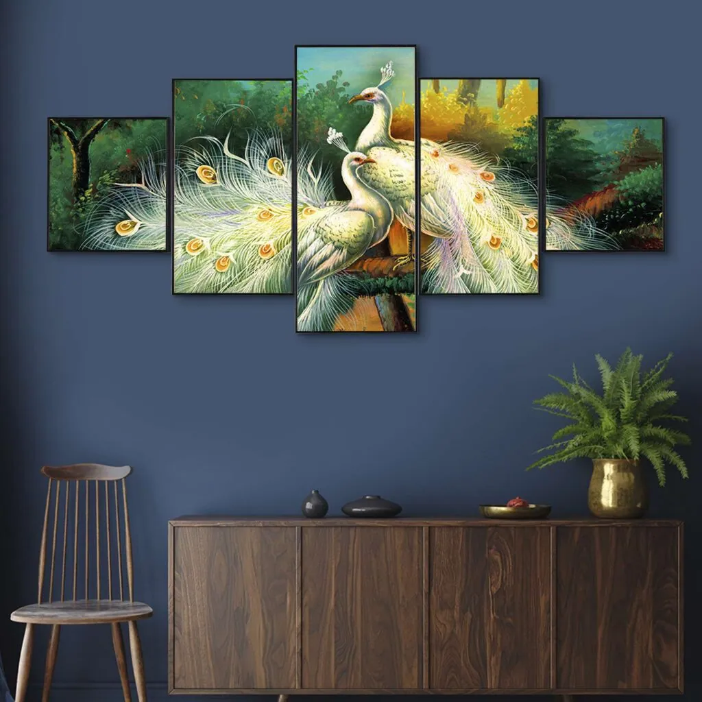 White Peacocks Digital Wall Painting, photo 1 of 4