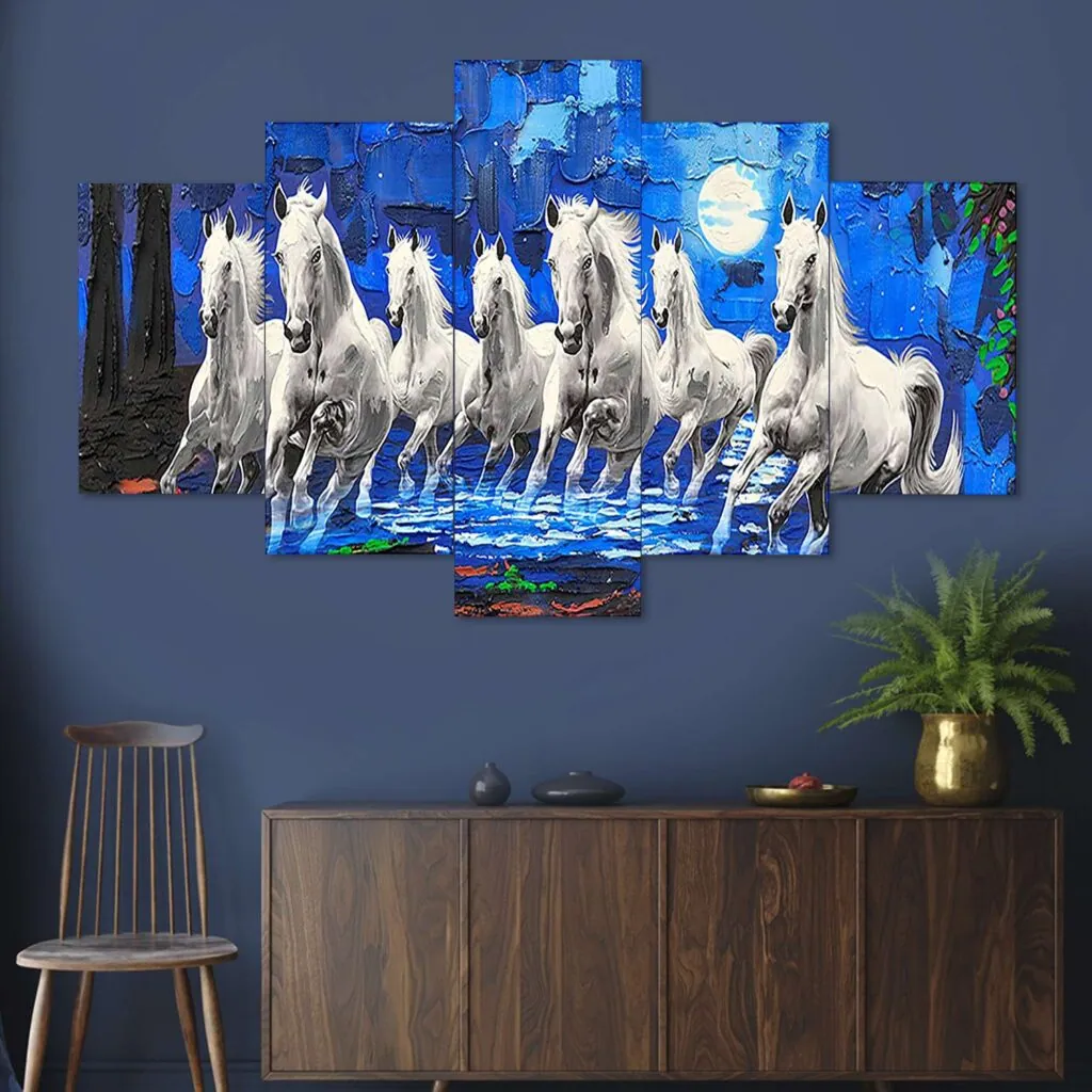 White Horses Multi-Panel Wall Painting, photo 1 of 4