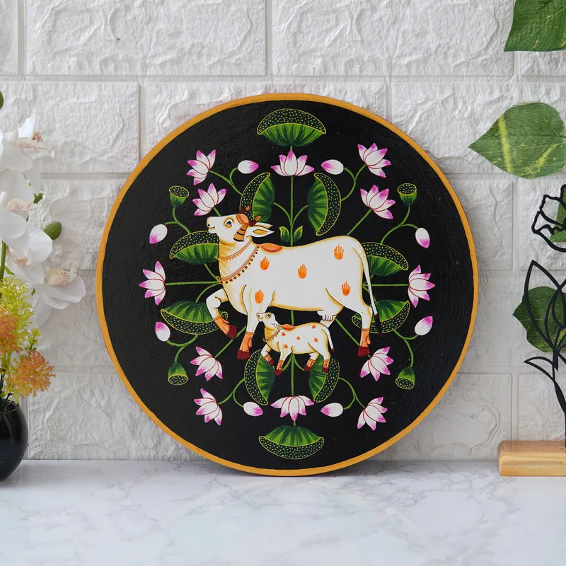 Cow And Calf Pichwai Plate, photo 1 of 4