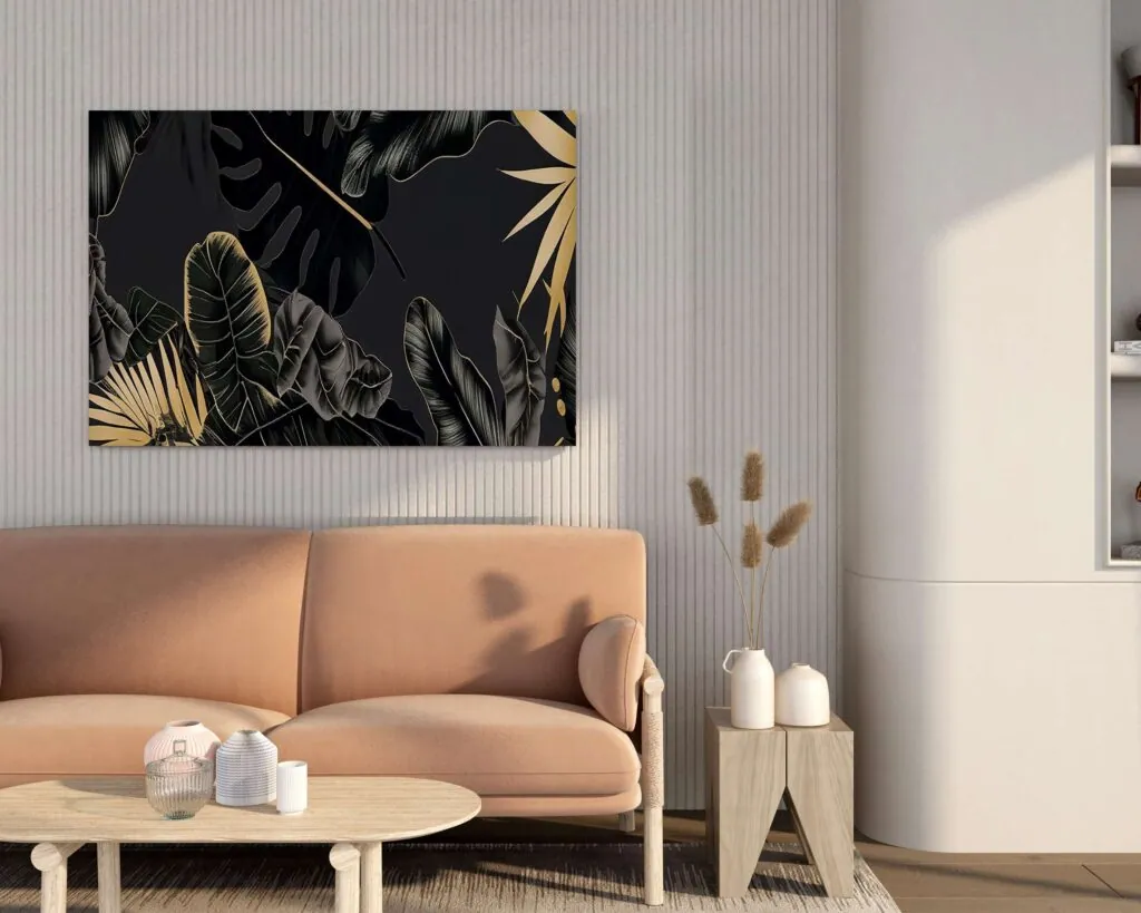 Gold Tropical Leaves Canvas Painting, photo 1 of 4