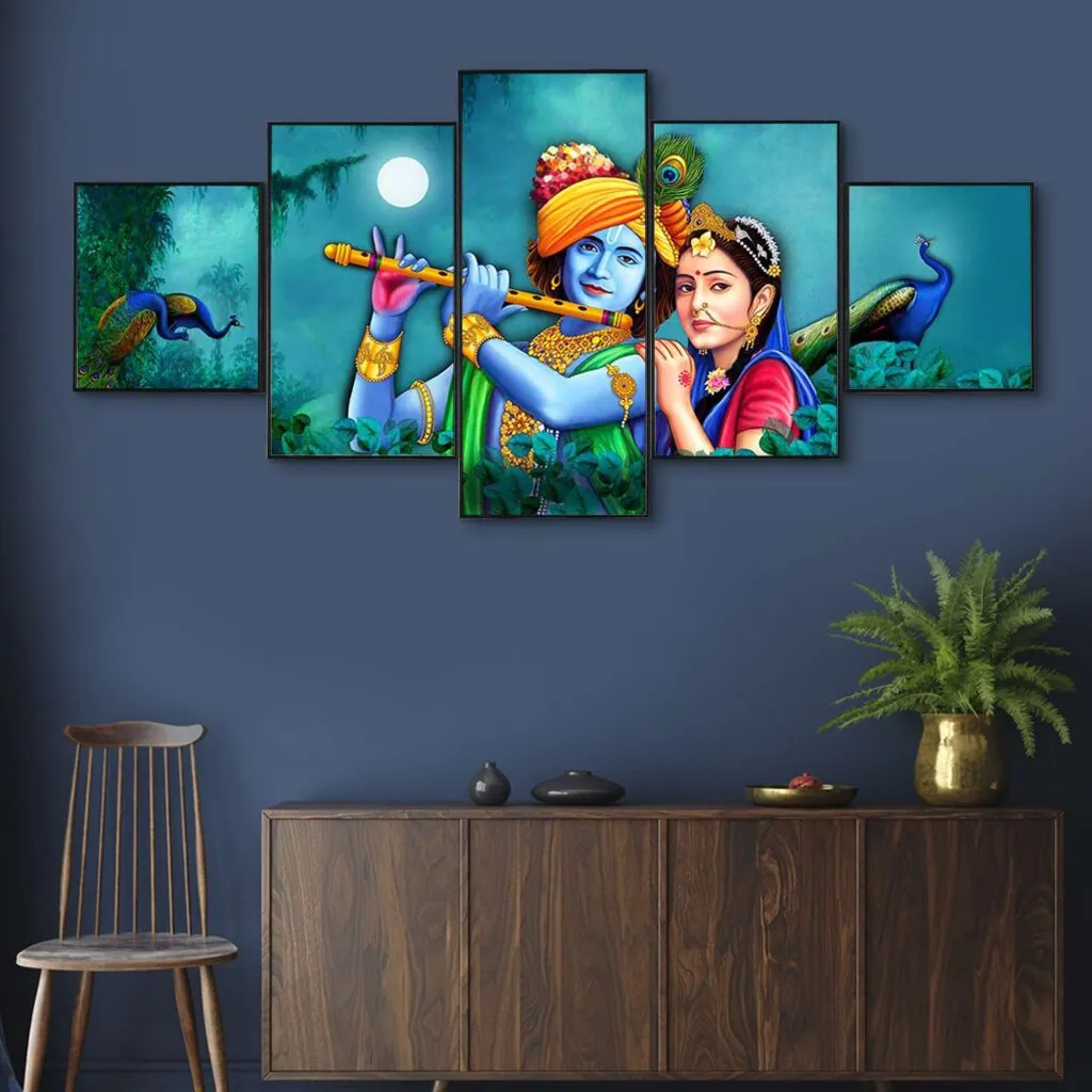 Radha Krishna Peacock Panel Painting, photo 1 of 4