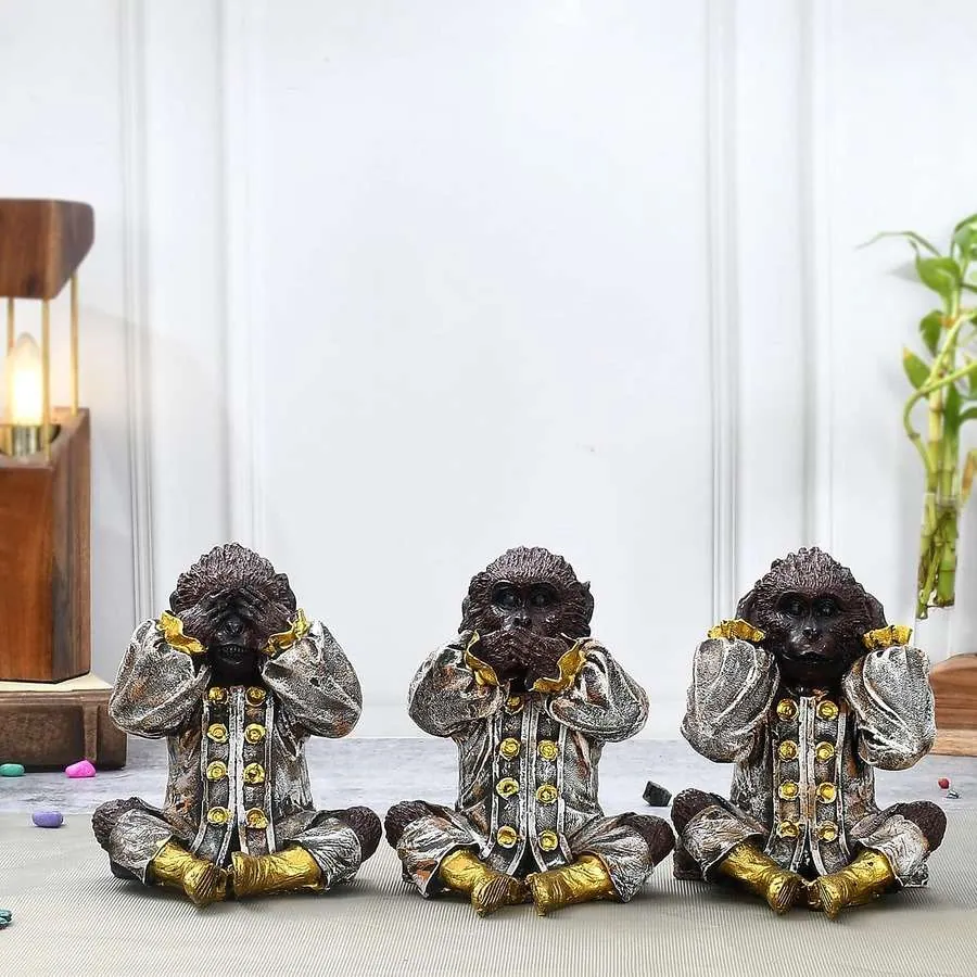 Resin Wise Monkeys Showpiece Set, photo 1 of 4