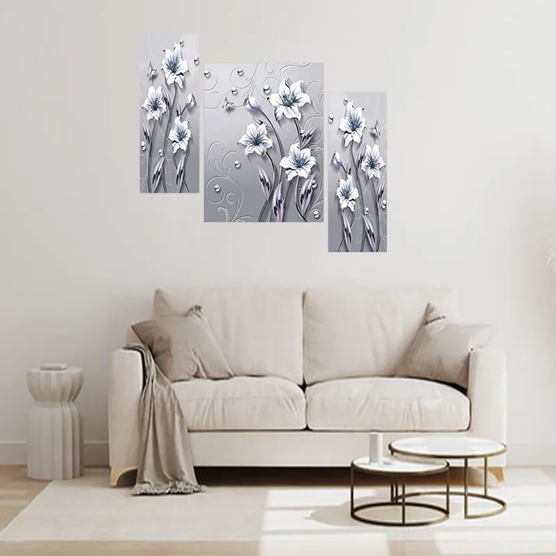 Monochrome Floral Digital Wall Painting, photo 1 of 4