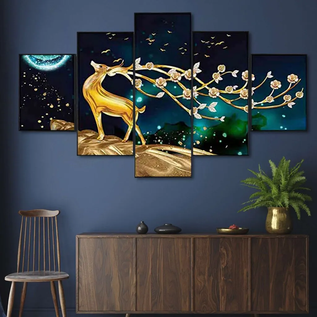 Golden Deer Digital Wall Painting, photo 1 of 4