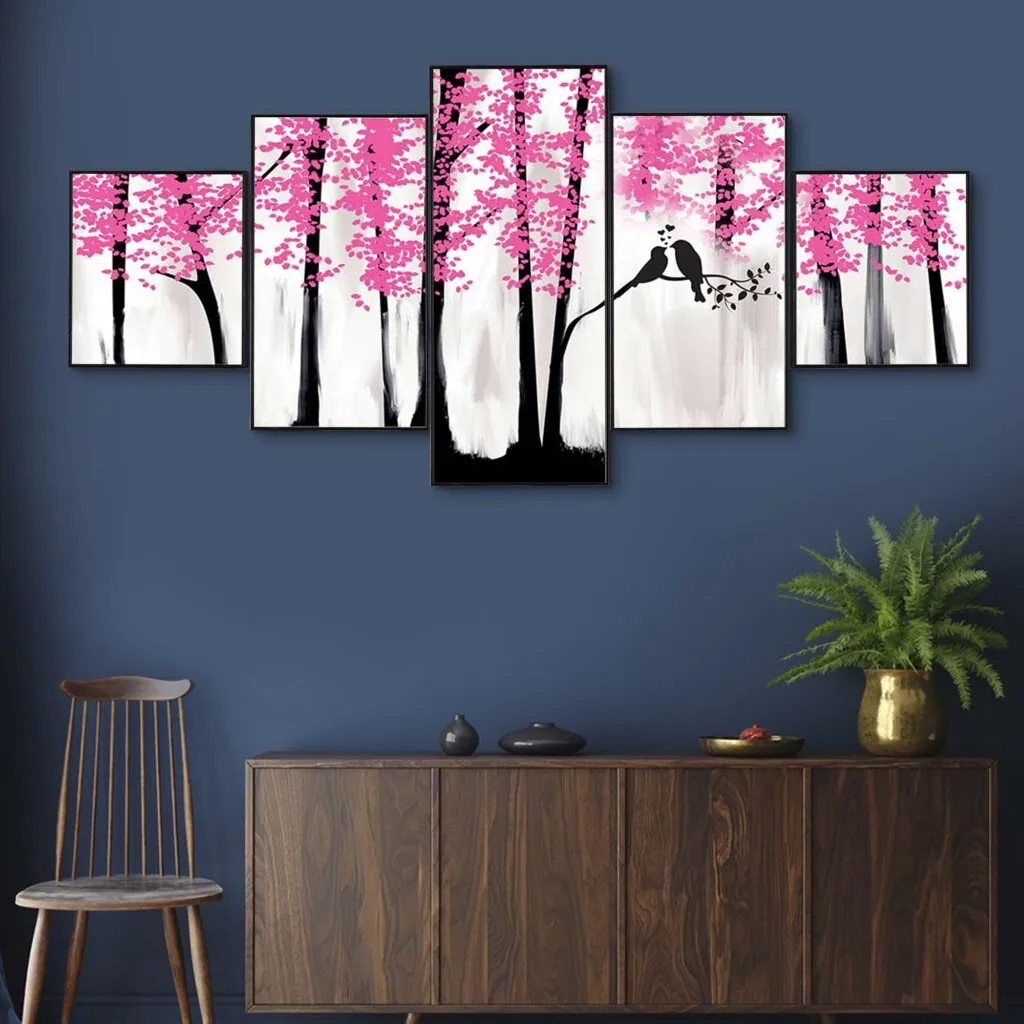 Pink Blossom Trees Wall Painting, photo 1 of 4