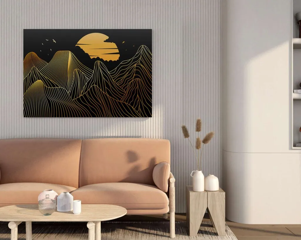 Golden Mountain Landscape Canvas Painting, photo 1 of 4