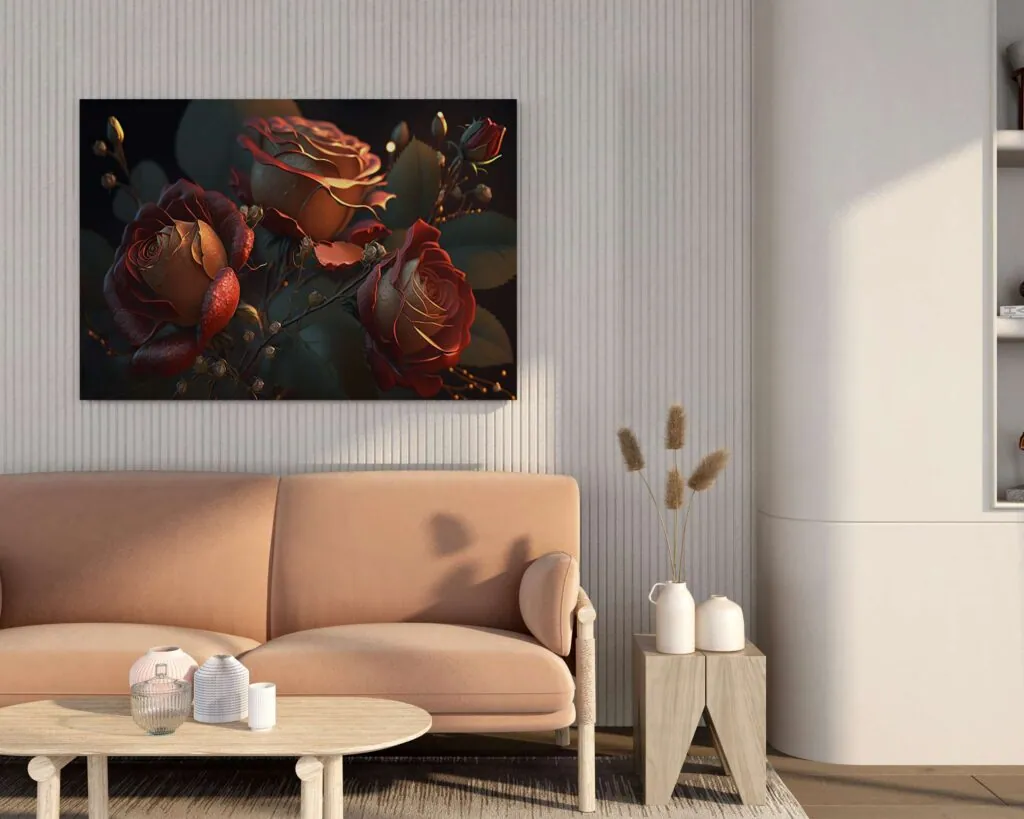 Dark Floral Roses Canvas Painting, photo 1 of 4