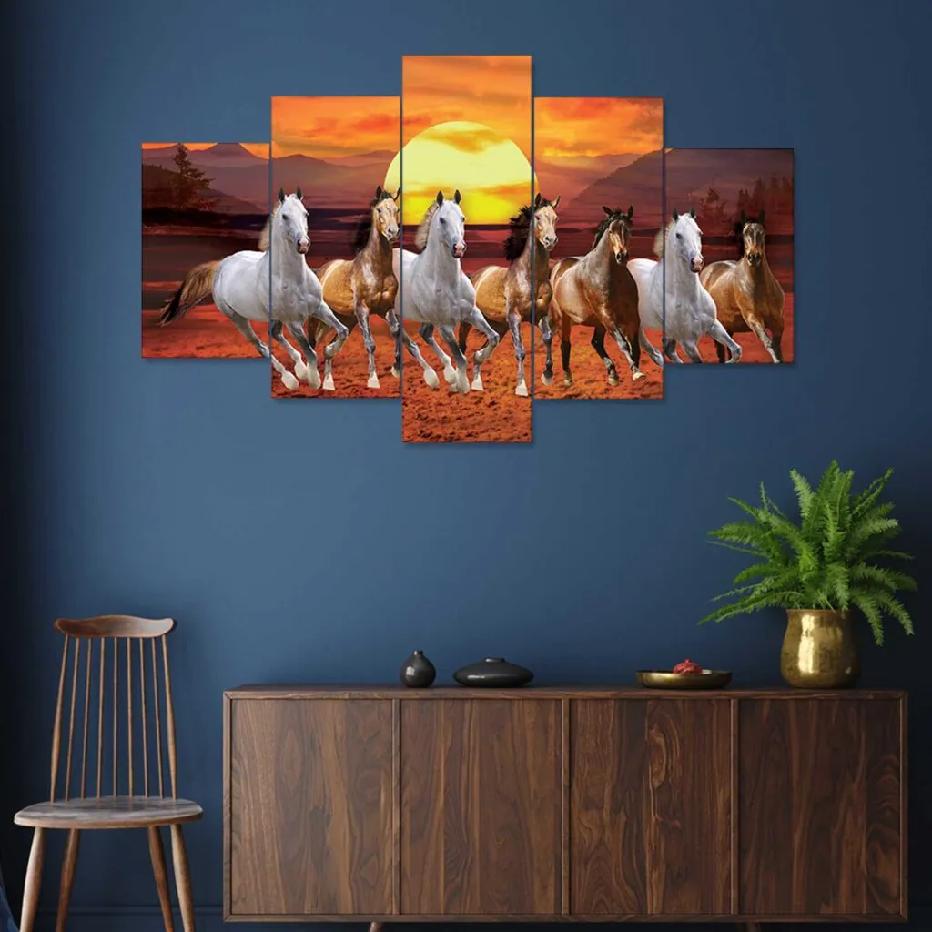 Running Horses Multi-Panel Wall Painting, photo 1 of 4