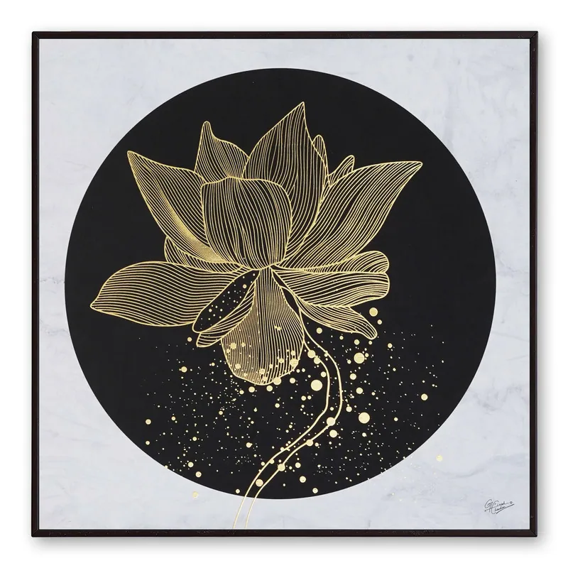 Golden Lotus Foil Painting, photo 1 of 4