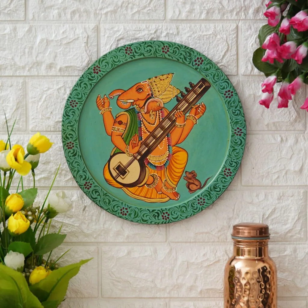 Ganesha Playing Veena Wall Plate, photo 1 of 4