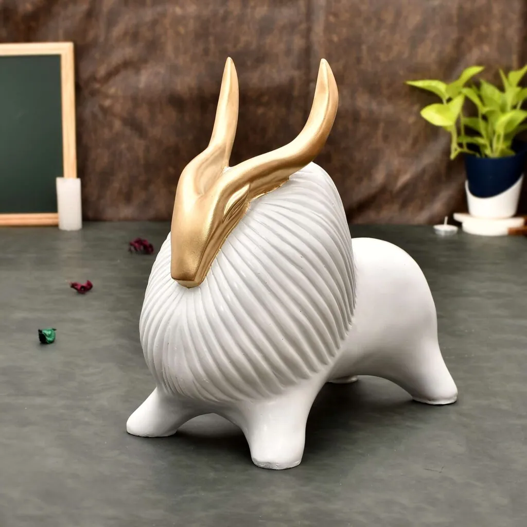 White Resin Antelope Figurine, photo 1 of 4