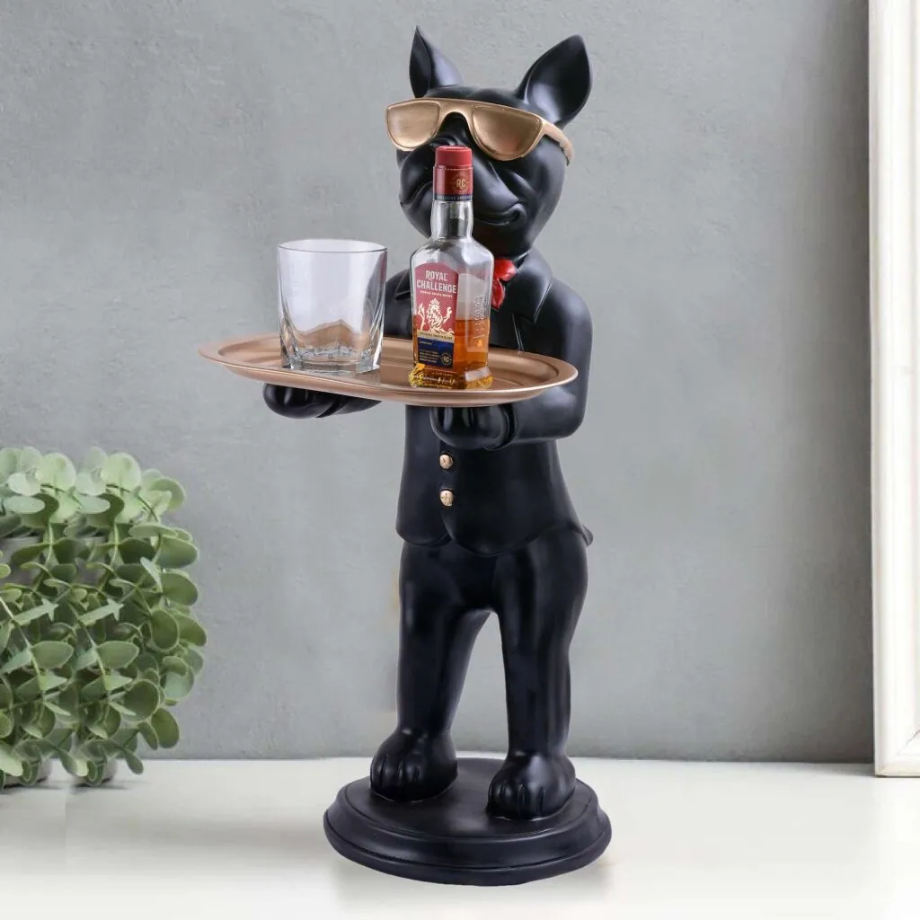 Black Resin Dog Waiter Figurine, photo 1 of 4