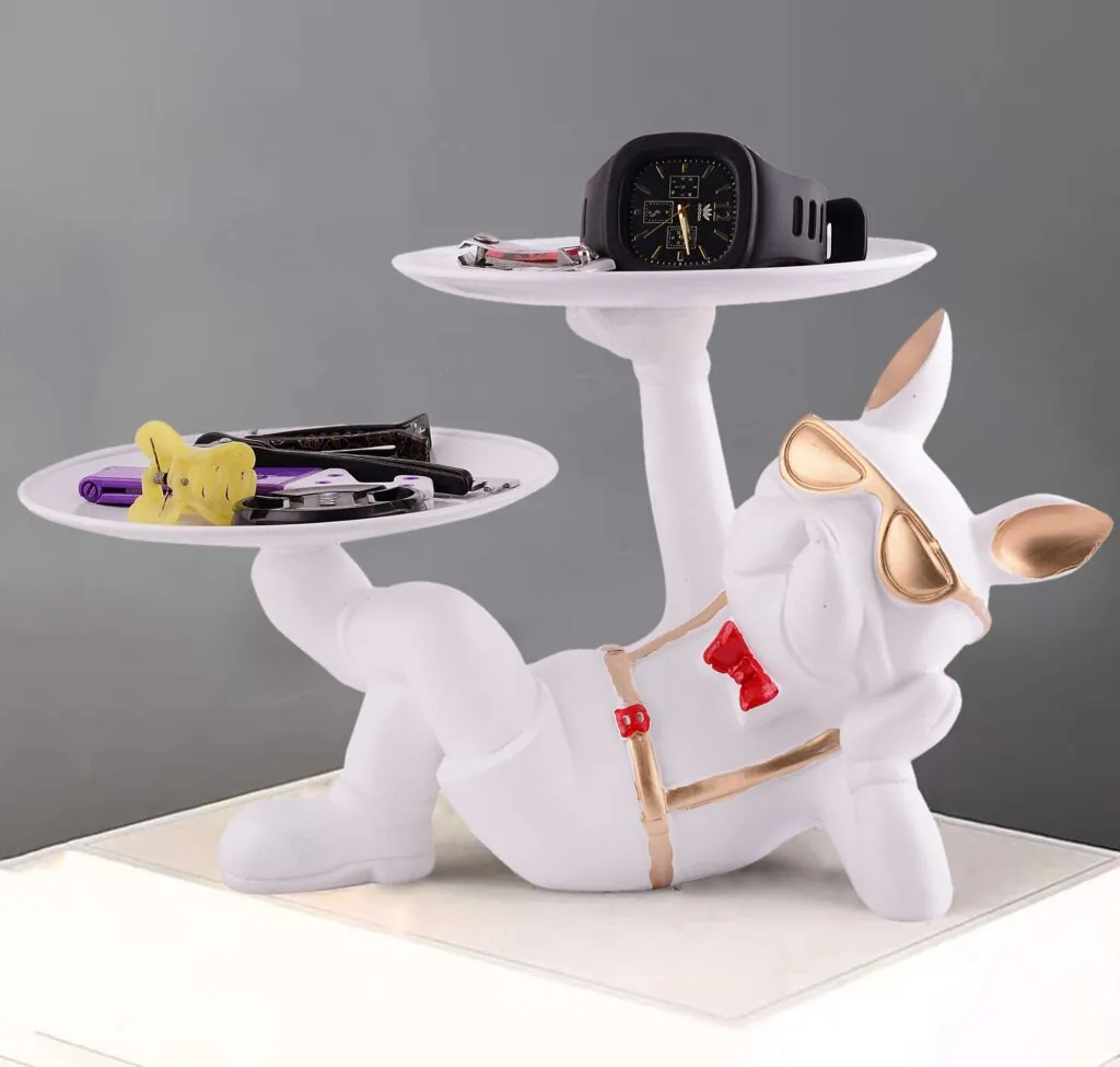 White Resin Bulldog Dual Tray, photo 1 of 4