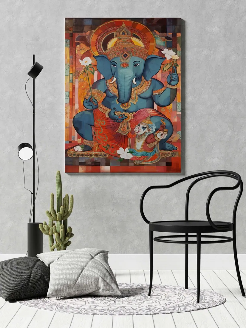 Traditional Ganesha Art Canvas Painting, photo 1 of 4