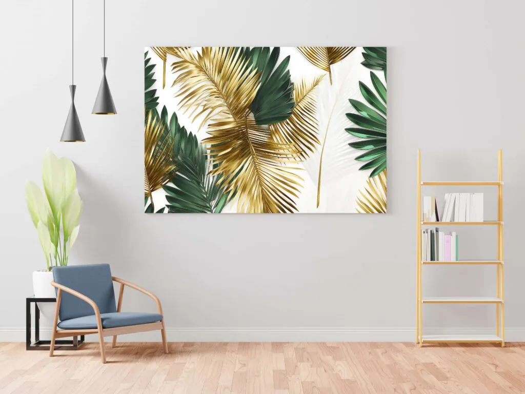 Tropical Palm Leaves Canvas Painting, photo 1 of 4