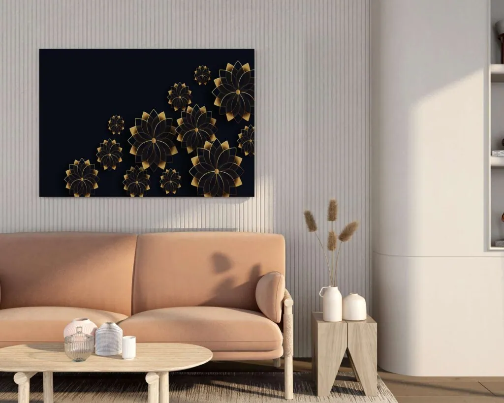 Golden Flowers Canvas Painting, photo 1 of 4