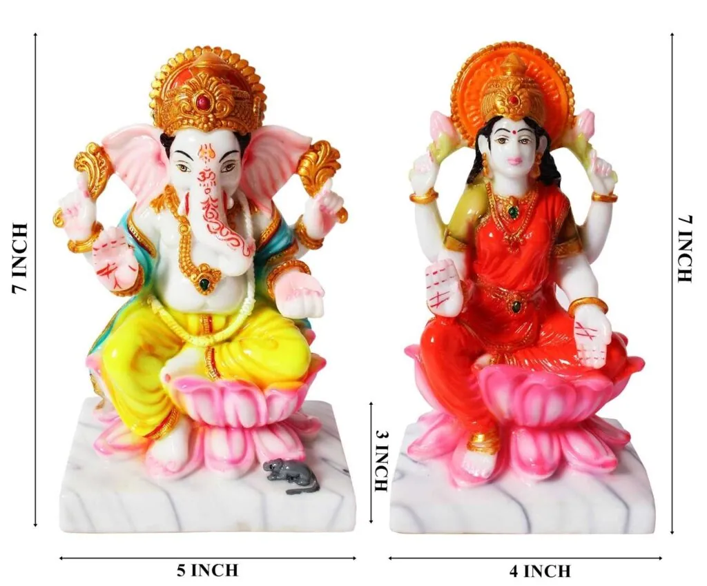 Painted Marble Ganesha Lakshmi Idols, photo 1 of 4