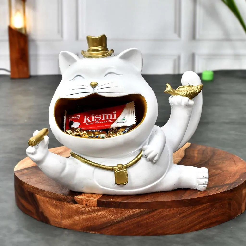 White Resin Cat Candy Bowl, photo 1 of 4
