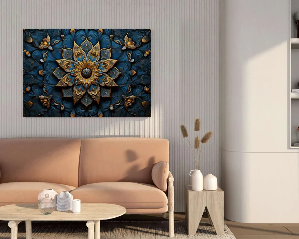 Carved Floral Mandala Canvas Painting, photo 1 of 4