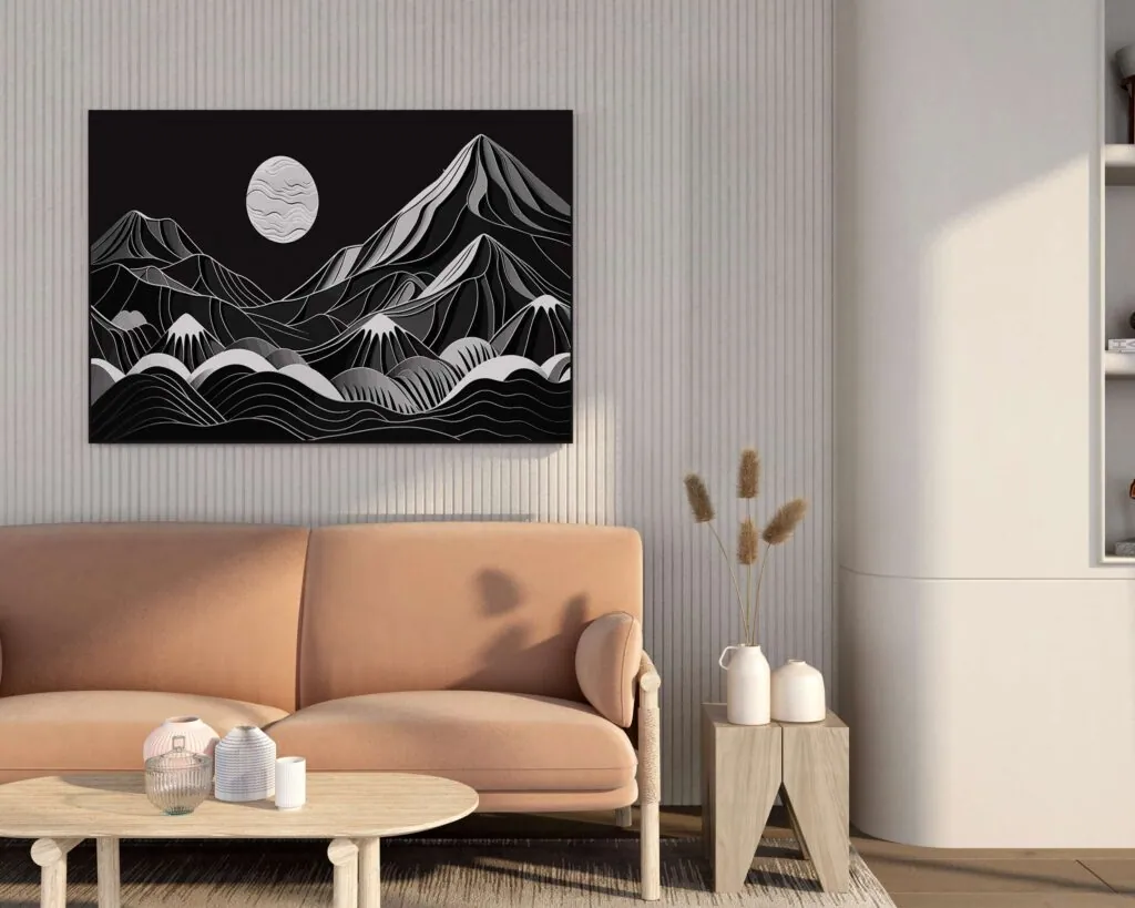Monochrome Mountain Canvas Painting, photo 1 of 4