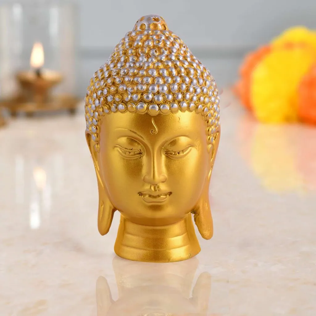 Golden Buddha Head Bust, photo 1 of 4