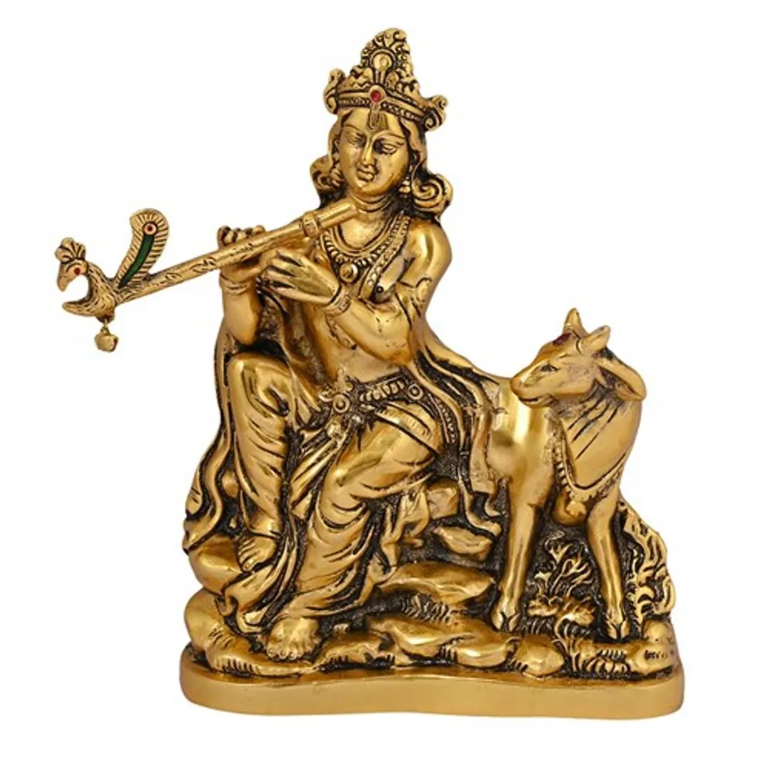Cow Krishna Sitting Basuri Big, photo 1 of 4