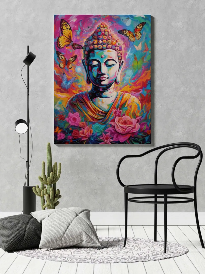 Colorful Buddha Canvas Painting, photo 1 of 4