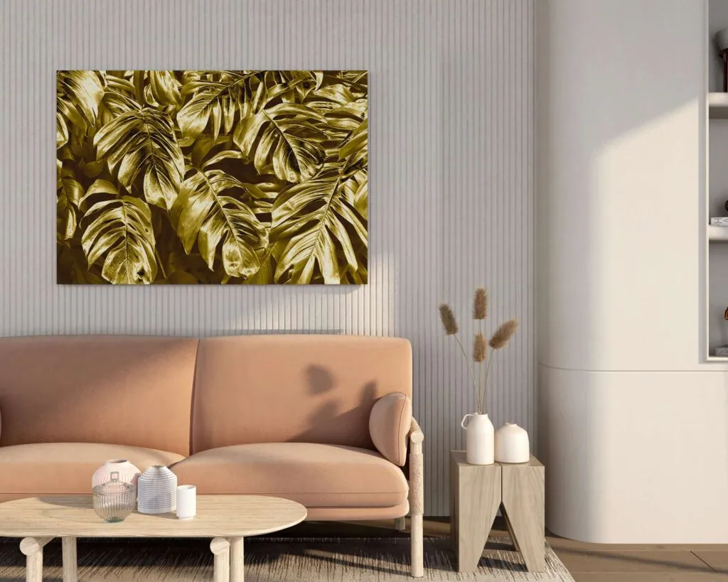 Golden Palm Leaves Canvas Painting, photo 1 of 4