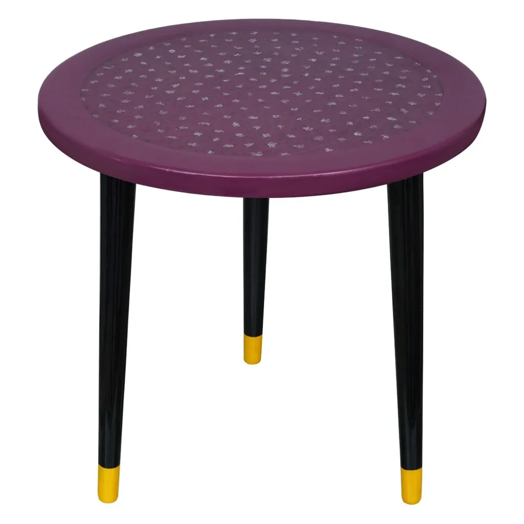 Round Purple Wooden Stool, photo 1 of 4