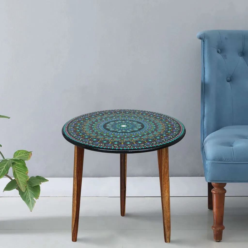 Mandala Wooden Side Table, photo 1 of 4