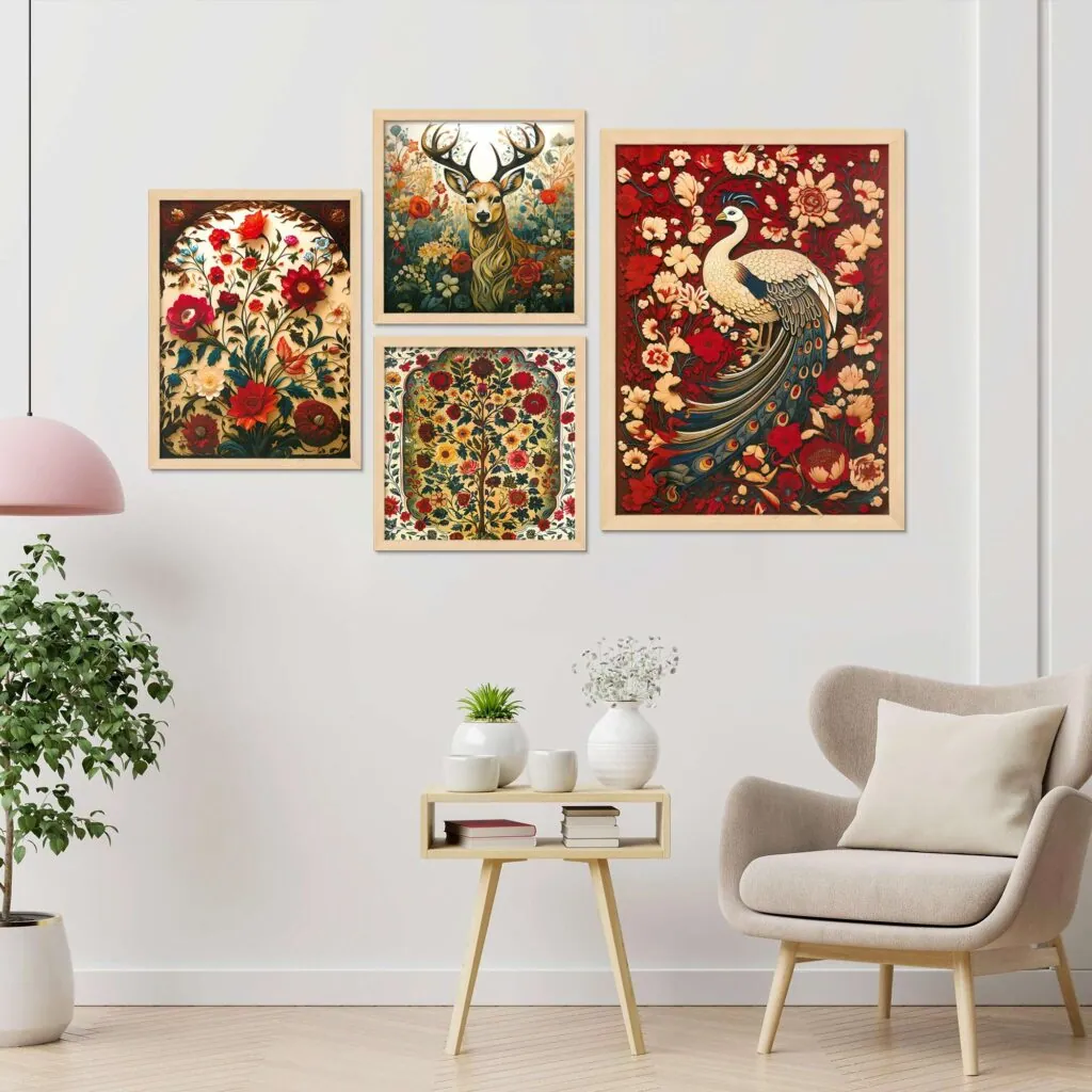 Traditional Peacock Deer Wall Art, photo 1 of 4