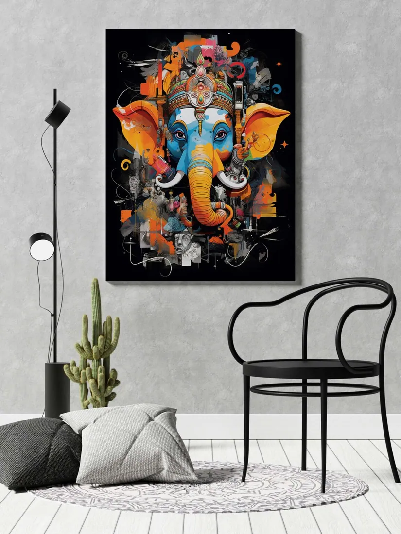Abstract Ganesha Canvas Painting, photo 1 of 4