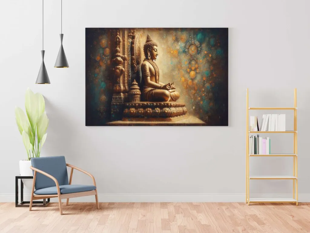 Meditating Buddha Idol Canvas Painting, photo 1 of 4