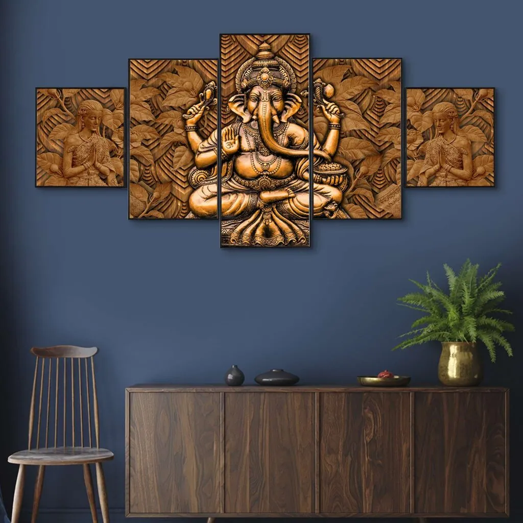 Carved Ganesha Motif Wall Painting, photo 1 of 4