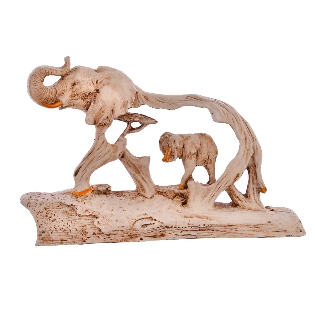 Carved Wood Style Elephant Figurine, photo 1 of 4