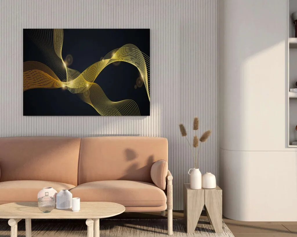 Abstract Golden Ribbons Canvas Painting, photo 1 of 4
