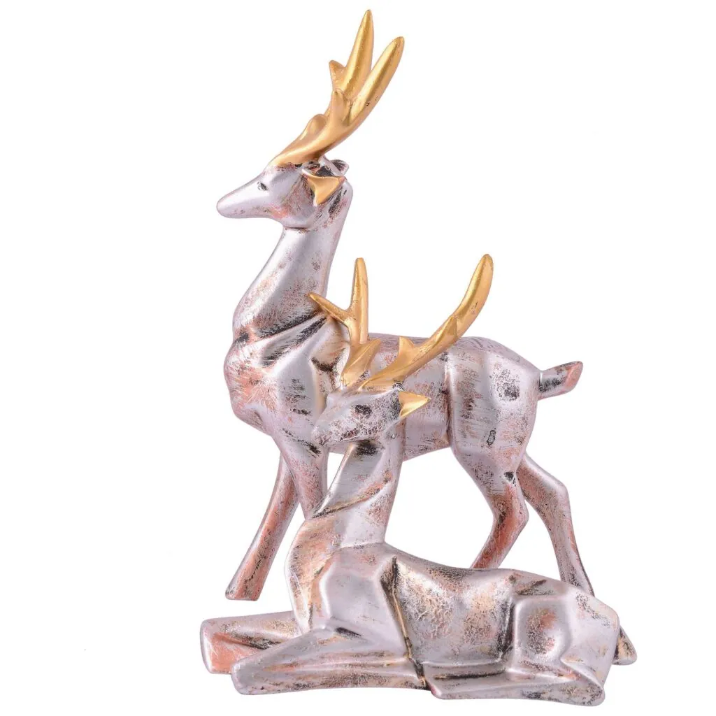 Metallic Resin Deer Pair Figurine, photo 1 of 4