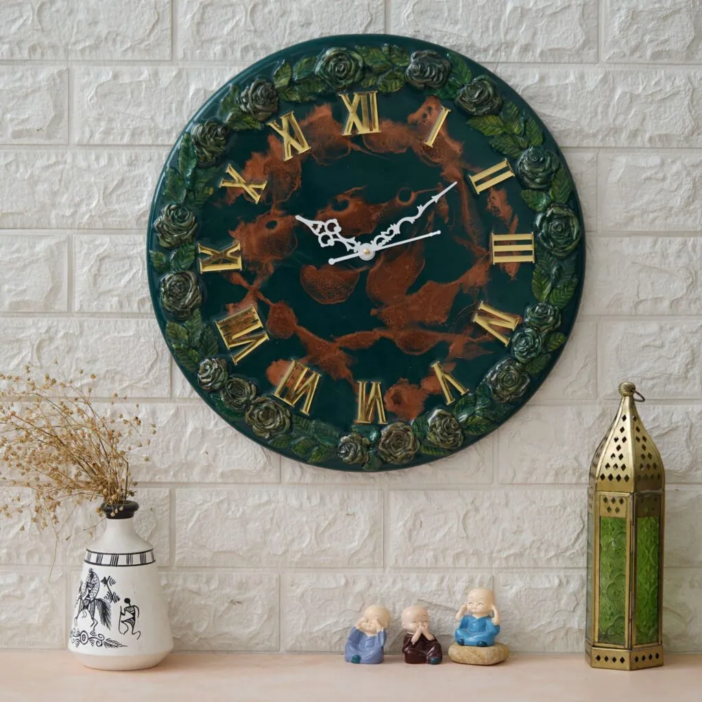Floral Border Resin Wall Clock, photo 1 of 4