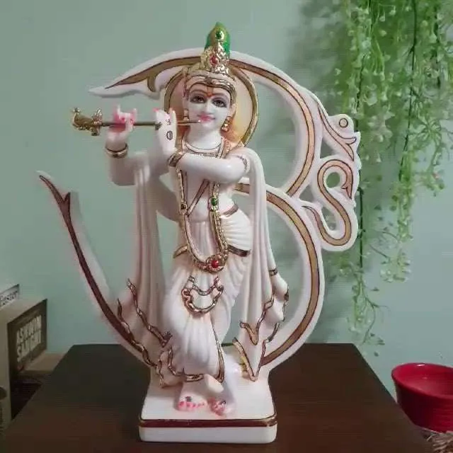 Krishna with Om Marble Statue, photo 1 of 3