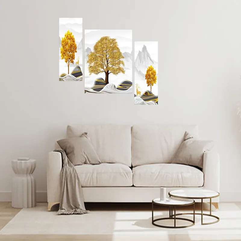 Golden Tree Triptych Wall Art, photo 1 of 4