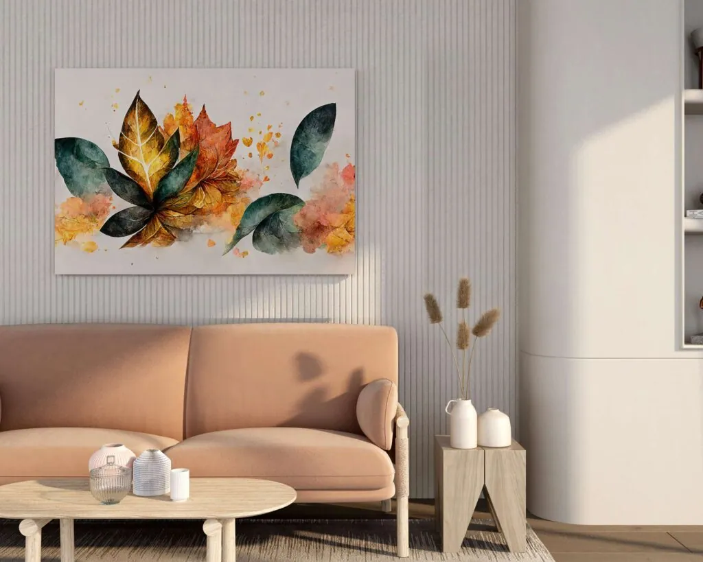 Watercolor Leaves Canvas Painting, photo 1 of 4