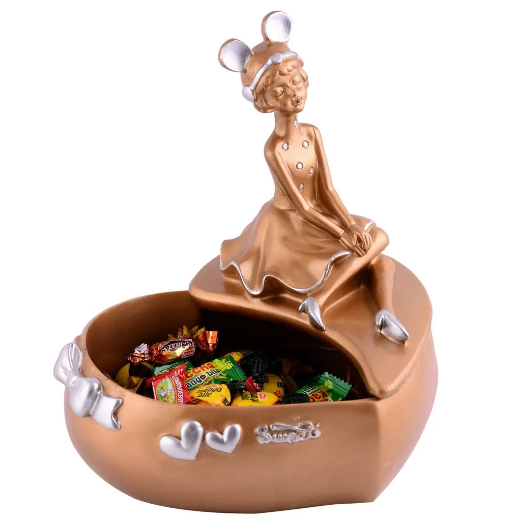 Resin Girl Heart Bowl Figurine, photo 1 of 4