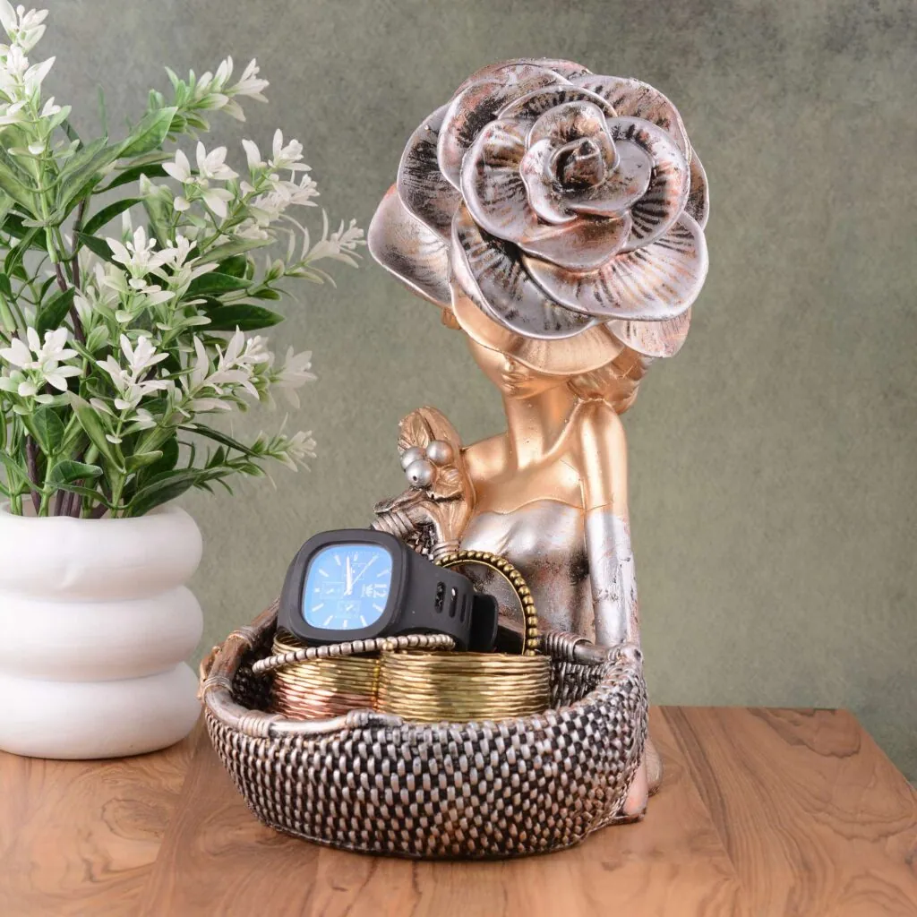 Resin Rose Hat Lady Basket, photo 1 of 4