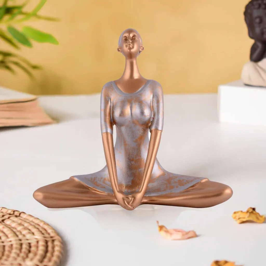 Bronze Tone Wide Seated Yoga Figurine, photo 1 of 4