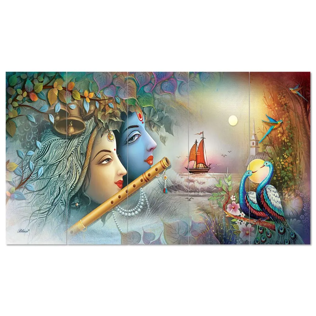 Radha Krishna Scenic Wall Painting, photo 1 of 4