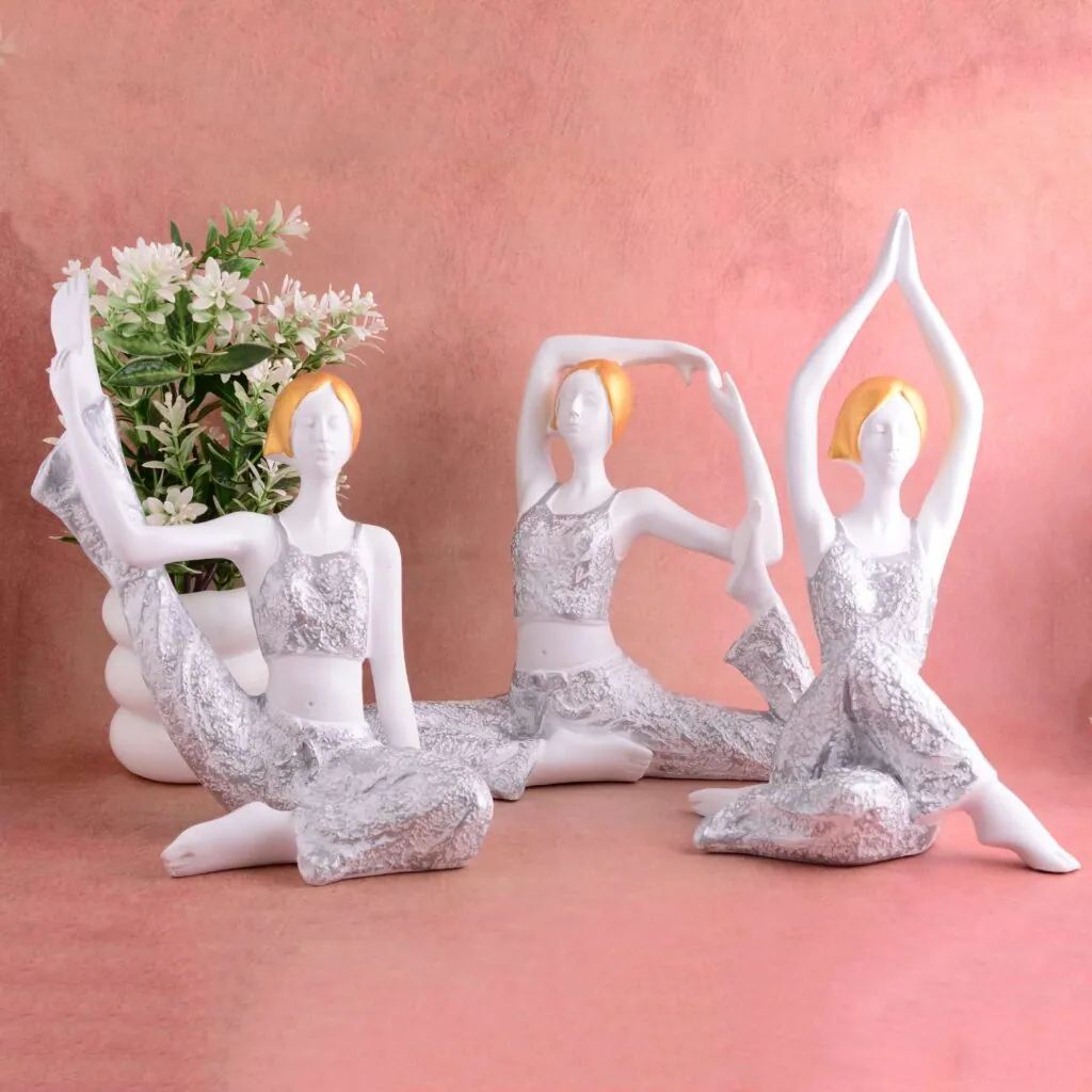 White Resin Yoga Figurines Set, photo 1 of 4