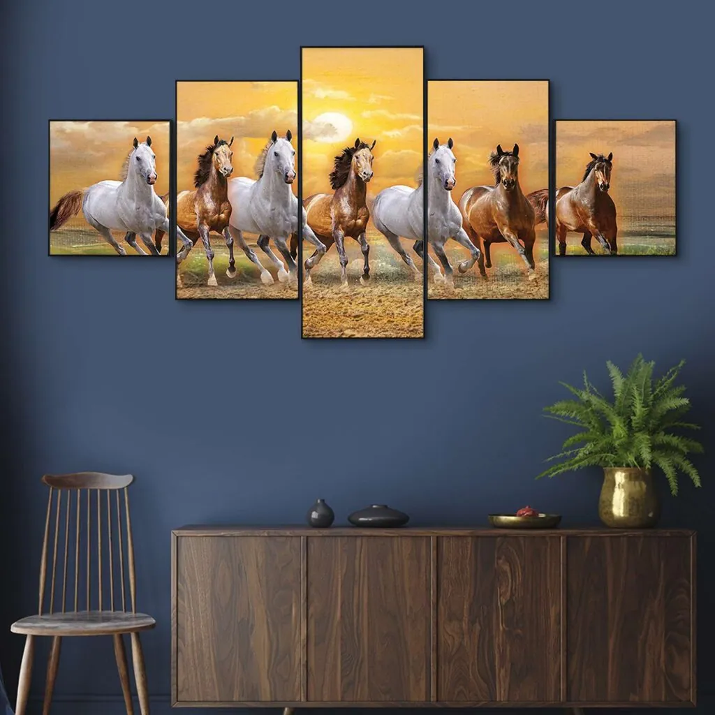 Seven Running Horses Wall Painting, photo 1 of 4
